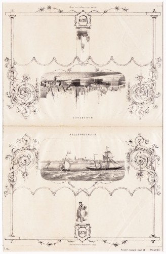 H.L. van Hoogstraten - Twee lithografieën: Harlingen en Hellevoetsluis
