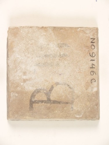 Tableautegel met een polychroom fragment van een decor