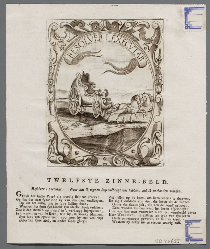 Ornamentprent. Embleem. Idea principis christiano-politici. Resolver . I. executar.