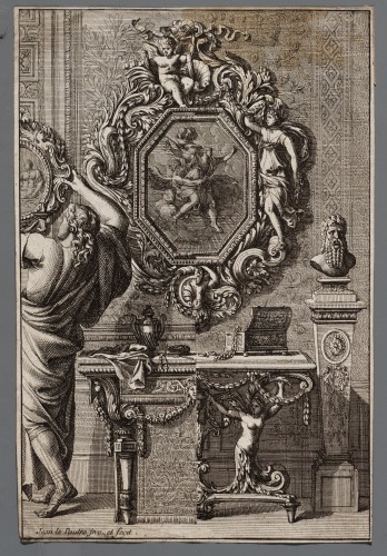 Ornamentprent. Livre de miroirs, tables et guéridons.