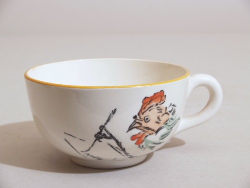 Ontbijtservies met polychroom decor, decor de familie kakelbont