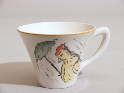 Ontbijtservies met polychroom decor, decor de familie kakelbont