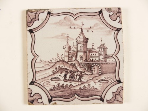 Tegel met paars landschapsdecor
