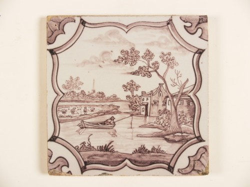 Tegel met paars landschapsdecor