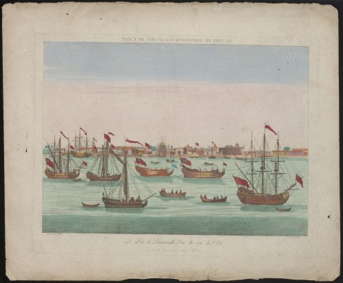 Gezicht op de haven van Portsmouth