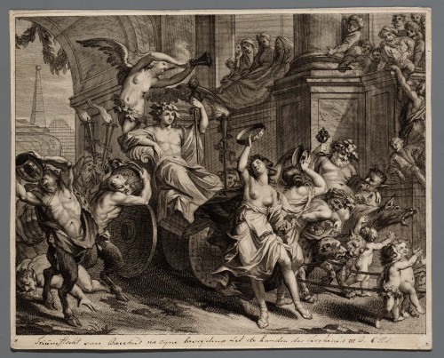 Ornamentprent. Triomf van Bacchus.