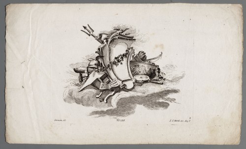 Ornamentprent. Suitte de cartels et de trophées d‘ après la Fosse (kopie).