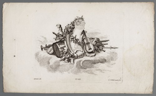 Ornamentprent. Suitte de cartels et de trophées d‘ après la Fosse (kopie).