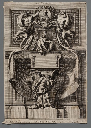 Ornamentprent. Tombeaux ou Mozoles. Titelblad.