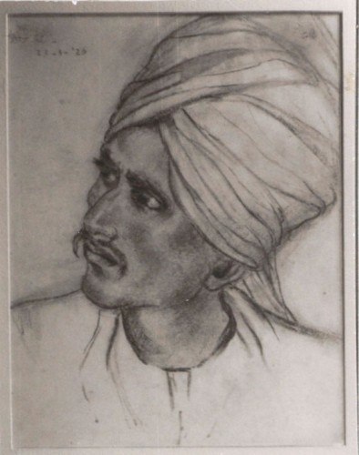Portret van man met snor en tulband