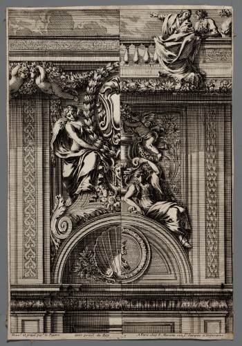 Ornamentprent. Angles de plafonds de galeries et autres ornements.
