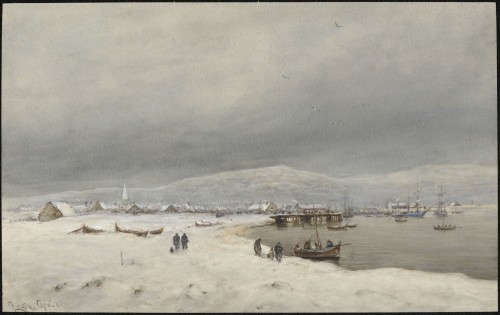 Haven van Vardö bij winter