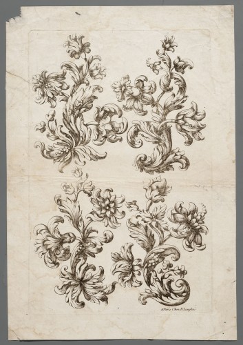 Ornamentprent. Ornemens et fleurs pour la broderie.