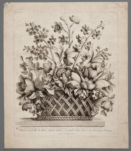 Ornamentprent. Paniers et Corbeilles de Fleurs d'après Nature. Titelblad.
