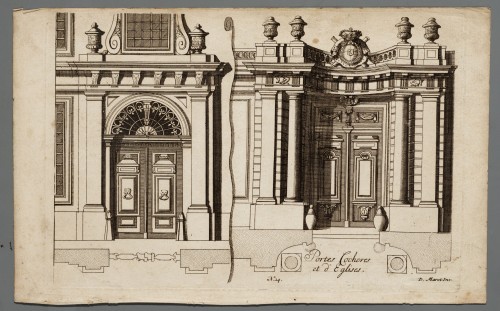 Ornamentprent. Portes Cocheres et d'Eglises. Titelblad.