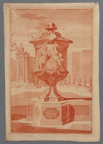 Ornamentprent. Voorbeelden der Lusthof-Cieraaden, zijnde Vaasen, Pedestallen, Orangiebakken, Blompotten En Andere Bijwerken.
