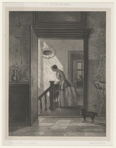 Vrouw bovenaan een trap