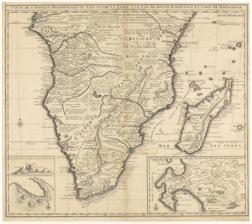 Landkaart van zuidelijk Afrika en Madagaskar