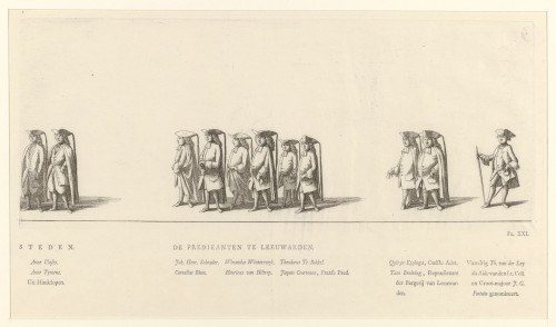 Predikanten van Leeuwarden in de begrafenisstoet van prinses Maria Louise, 1765 (Pl. XXI)