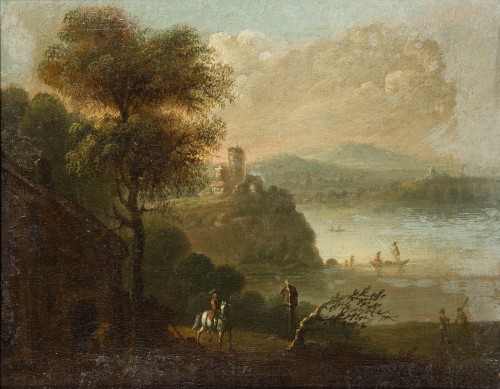 Schilderij met voorstelling van een rivierlandschap