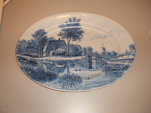 Ovale schaal met landschapsdecor