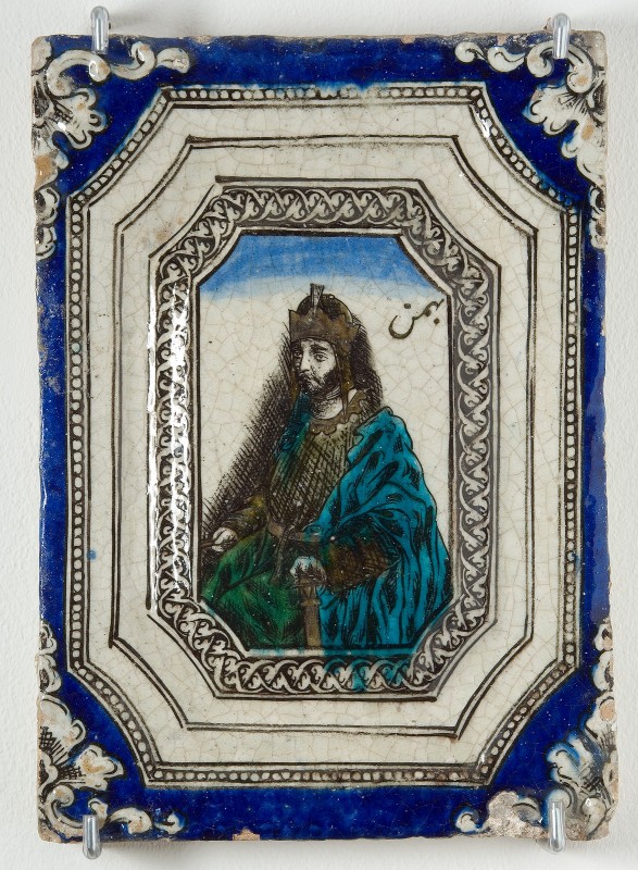 Tegel met decor van portret met koning/vorst