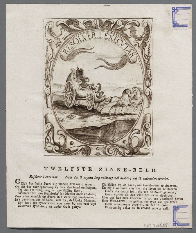 Ornamentprent. Embleem. Idea principis christiano-politici. Resolver . I. executar.