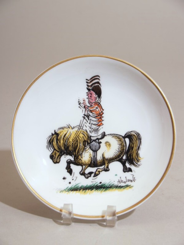 Bord met polychroom decor van ruiter