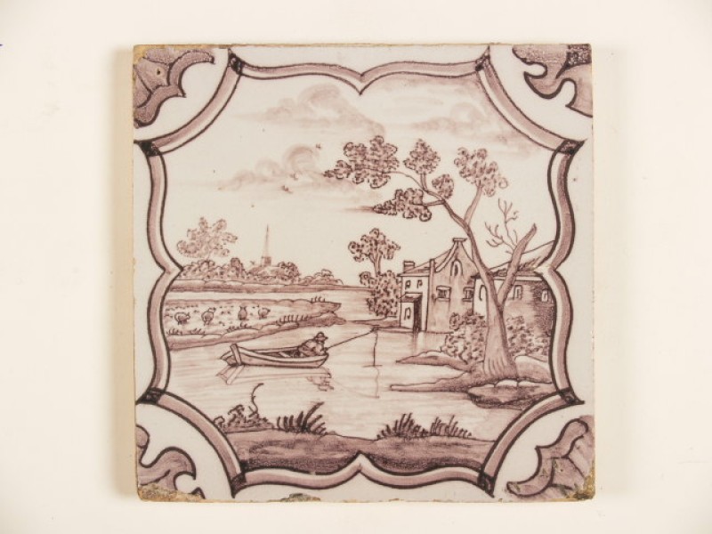 Tegel met paars landschapsdecor
