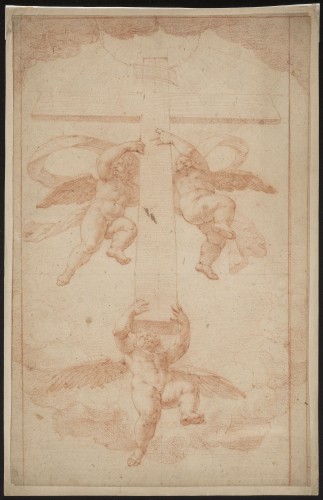 Drie putti met kruis