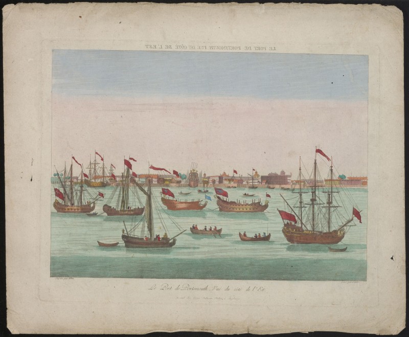 Gezicht op de haven van Portsmouth