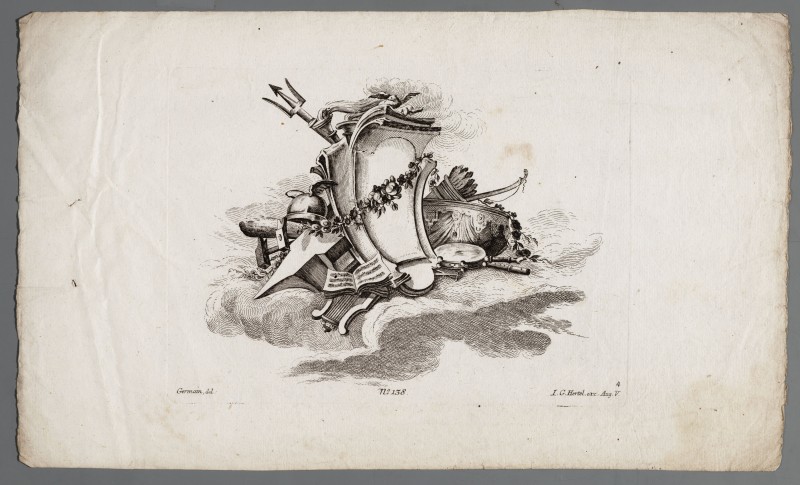 Ornamentprent. Suitte de cartels et de trophées d‘ après la Fosse (kopie).