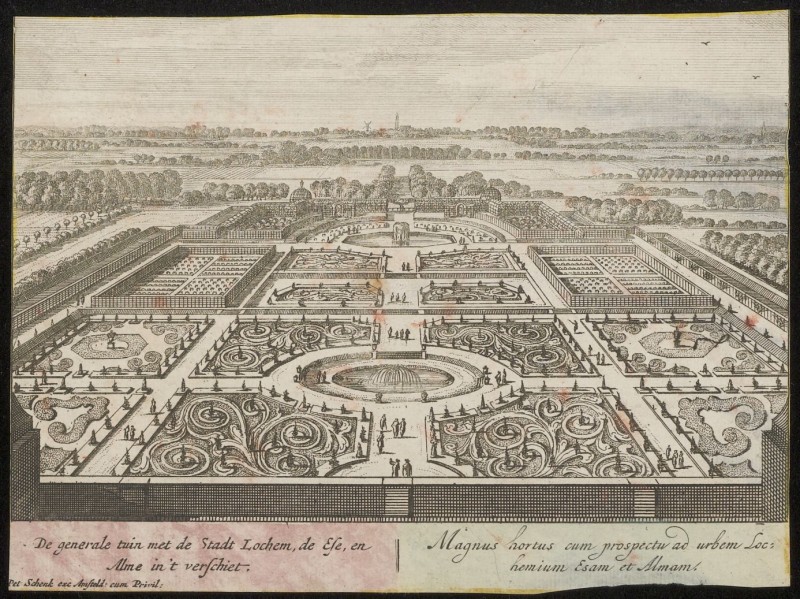 Gezicht op de tuinen van Huis de Voorst