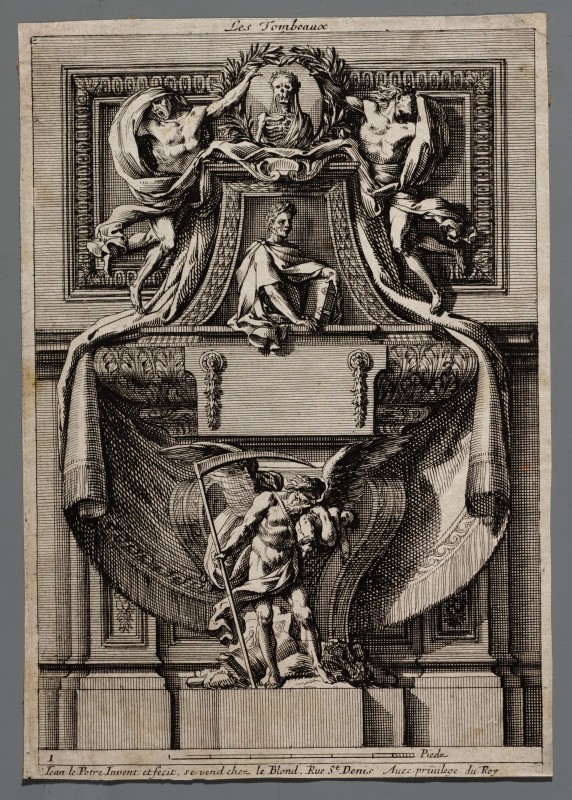 Ornamentprent. Tombeaux ou Mozoles. Titelblad.