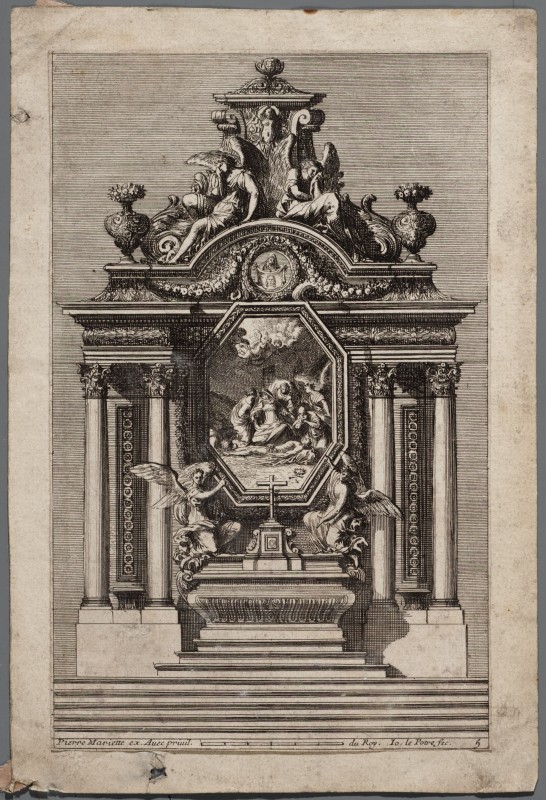 Ornamentprent. Nouveaux dessins d'autels à la romaine.