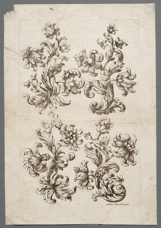 Ornamentprent. Ornemens et fleurs pour la broderie.