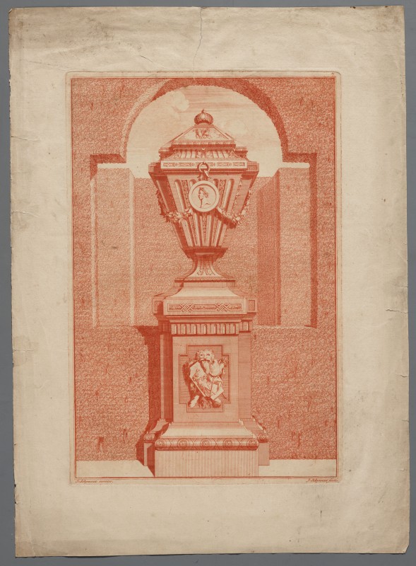 Ornamentprent. Voorbeelden der Lusthof-Cieraaden, zijnde Vaasen, Pedestallen, Orangiebakken, Blompotten En Andere Bijwerken.