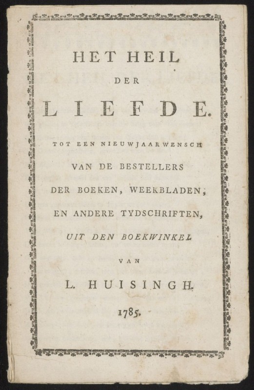 Titelpagina van een boekje met een nieuwjaarswens