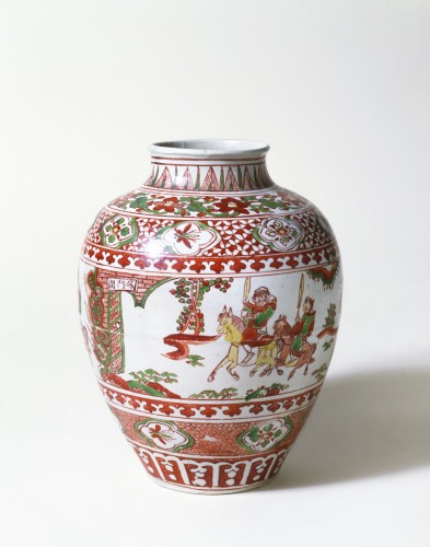 Pot met decor van intocht met rijders te paard