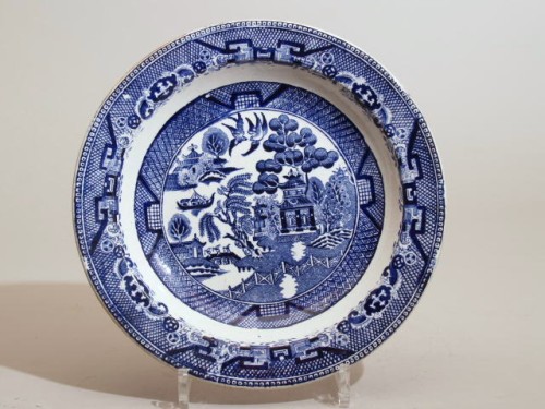 Soepbord met blauwwit landschapsdecor, decor Willow