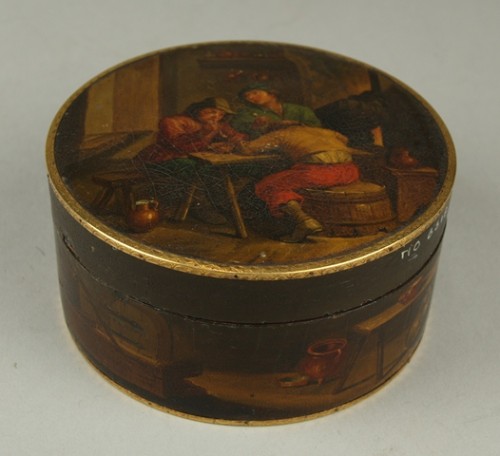 Tabaksdoos met decor van boerentaferelen