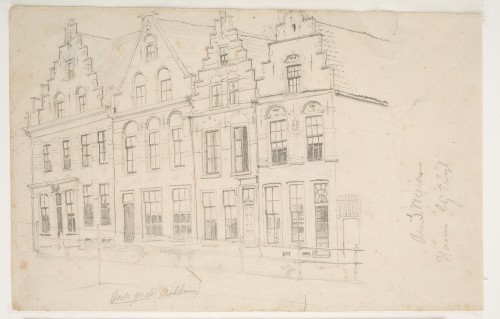 Tekening van oude gevels van Dokkum