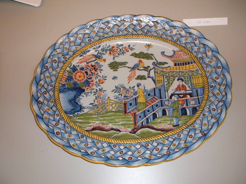 Ovale ajour schaal met chinoiserie decor
