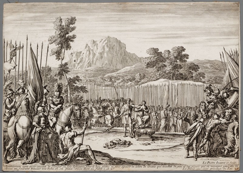 Ornamentprent. Fable. Het offer van Iphigenia.
