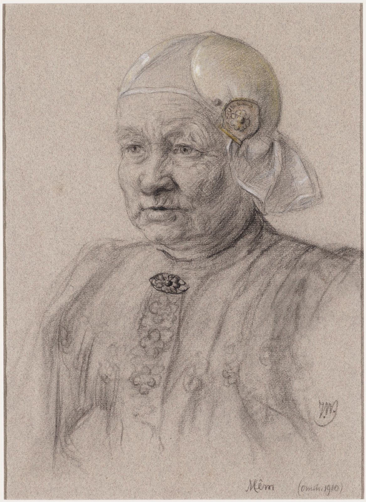 Ids Wiersma, Portret van mêm met oorijzer, ca. 1910